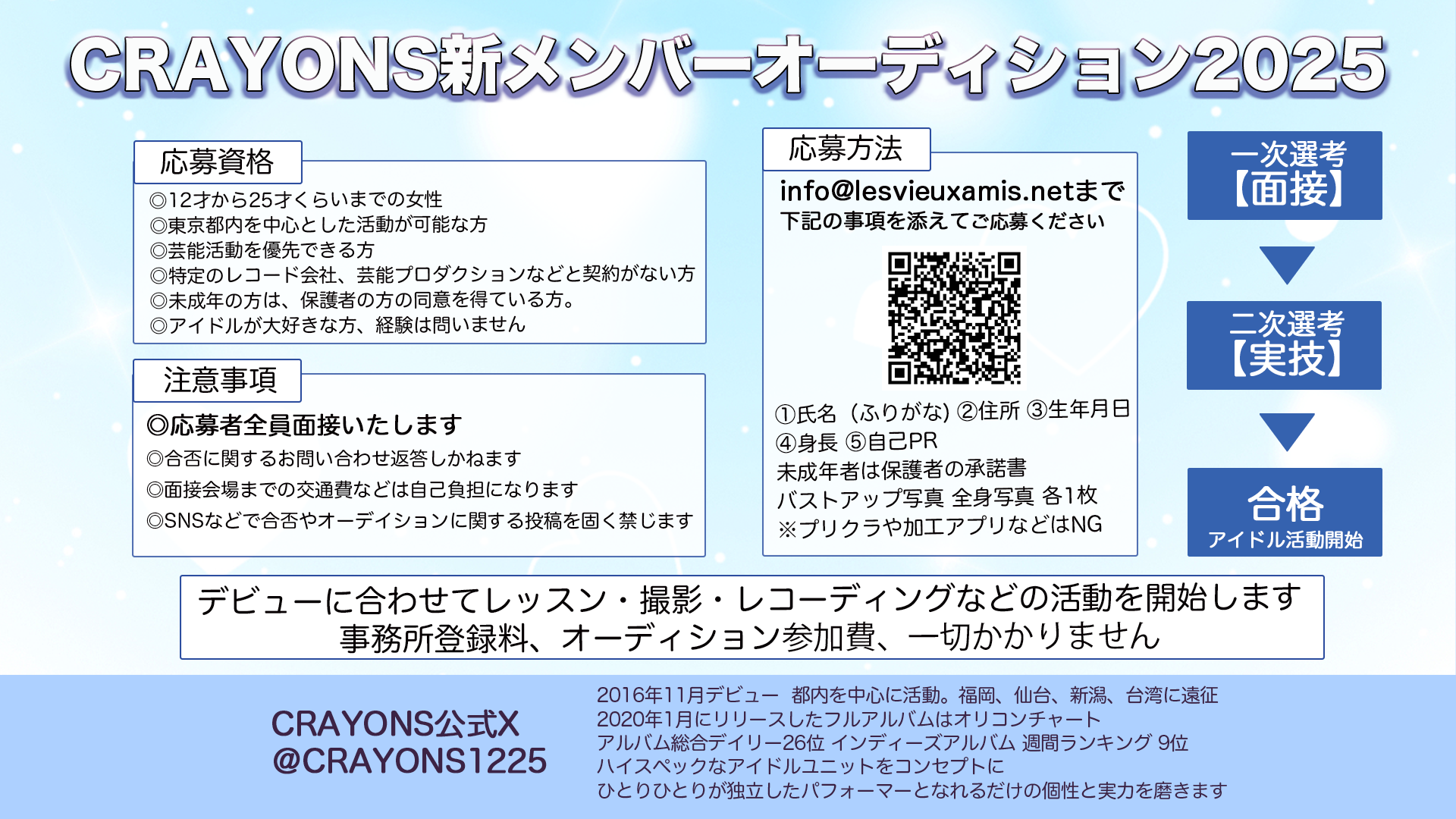 アイドルユニットCRAYONS新メンバー募集！